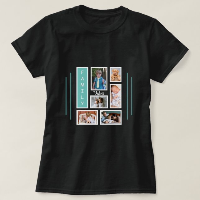 Camiseta Diseño del Collage de Fotografía Familiar (Diseño del anverso)