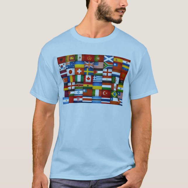Camiseta Diseño del collage de las banderas del mundo del (Anverso)