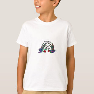 Camiseta Diseño del corazón de mano de esqueleto