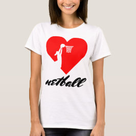 Camiseta Diseño del corazón del Netball del amor