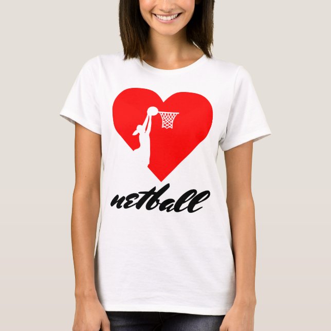 Camiseta Diseño del corazón del Netball del amor (Anverso)