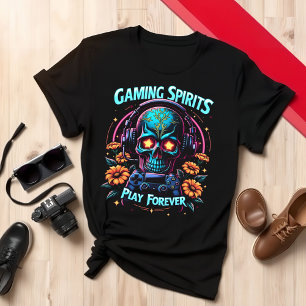 Camiseta Diseño del cráneo de gamer de juegos en el día de 