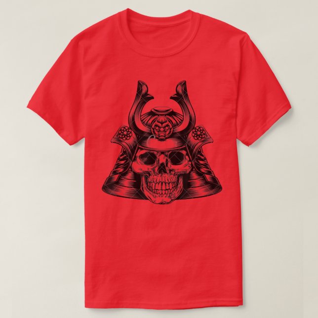 Camiseta Diseño del cráneo de Samurai Kabuto T-Shirt (Diseño del anverso)