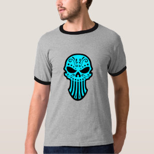 Camiseta Diseño del cráneo del azúcar (azul)