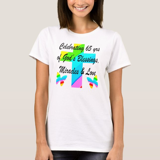 Camiseta DISEÑO DEL CUMPLEAÑOS 65 DE LA CRUZ DE bonito (Anverso)