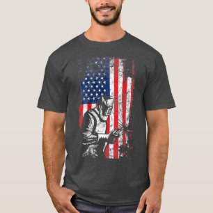 Camiseta Diseño del Día del Soldador de Bandera Americana