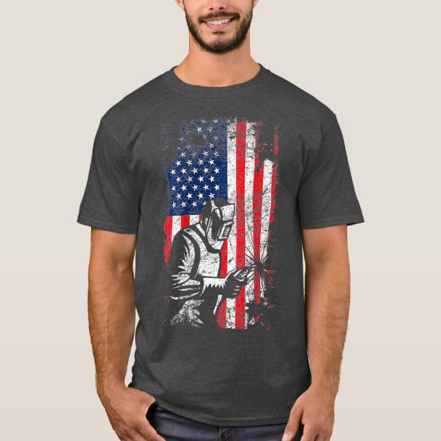 Camiseta Diseño del Día del Soldador de Bandera Americana (Anverso)