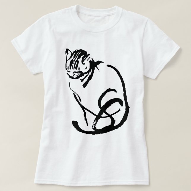 Camiseta Diseño del dibujo de cepillo del gato siamés (Diseño del anverso)