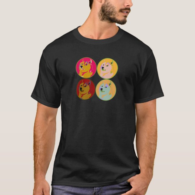 Camiseta Diseño del dogecoin del arte pop (Anverso)