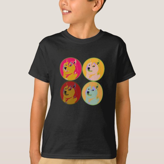 Camiseta Diseño del dogecoin del arte pop (Anverso)