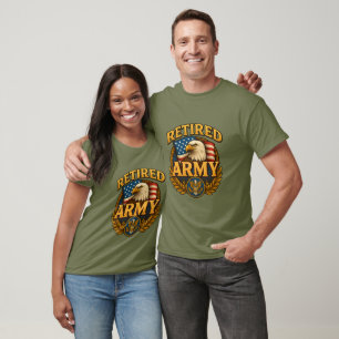 Camiseta Diseño del EJÉRCITO retirado con bandera y águila