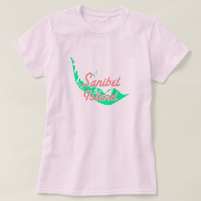 Camiseta Diseño del esquema del mapa de la isla de Sanibel (Diseño del anverso)