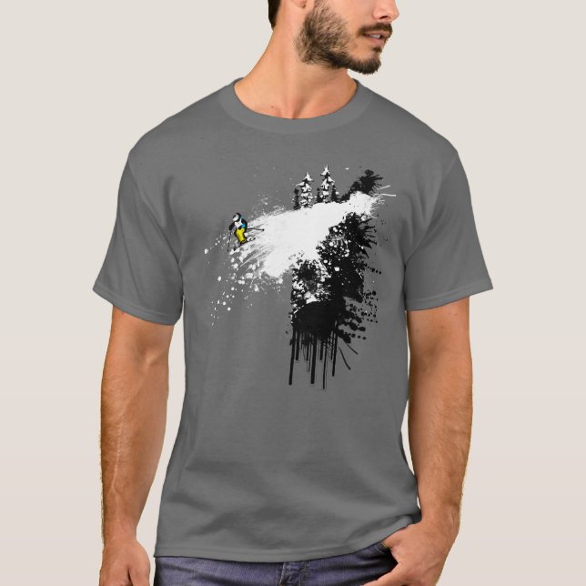 Camiseta Diseño del esquiador del acantilado (Anverso)