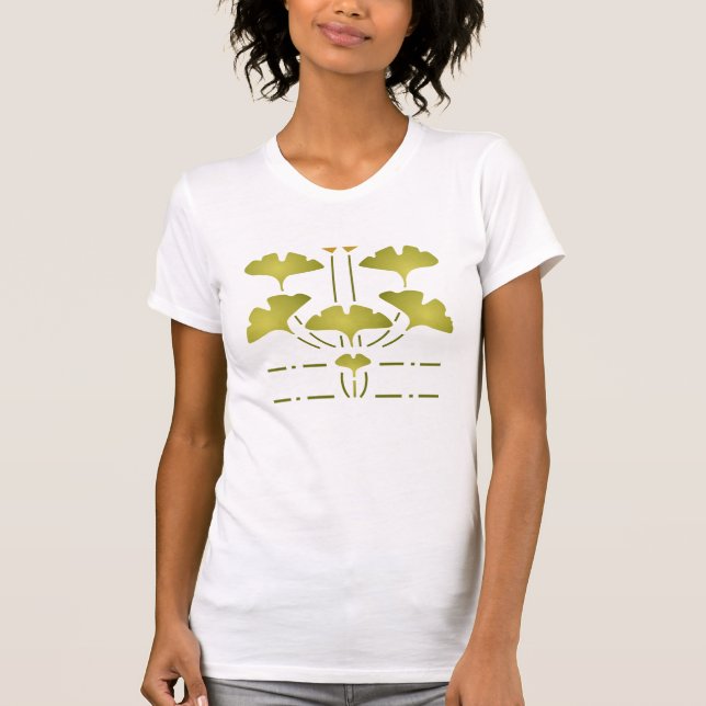 Camiseta Diseño del esténcil "Ginkgo Frieze" de Helen Foste (Anverso)
