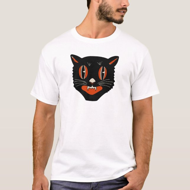 Camiseta diseño del gato negro de los años 40 (Anverso)
