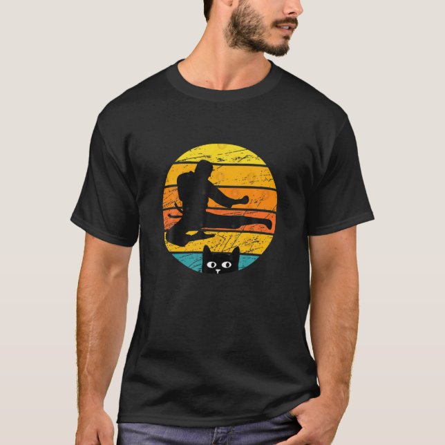 Camiseta Diseño del gato Retro Silhouette Karate (Anverso)