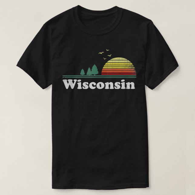 Camiseta Diseño del hogar WI del Parque Estatal Retro Wisco (Diseño del anverso)