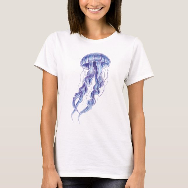 Camiseta Diseño del ilustracion de la medusa morada (Anverso)