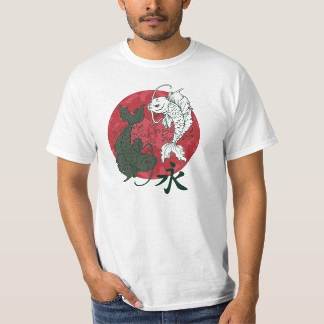 Camiseta Diseño del japonés Koi Karp Yin y de Yang (Anverso)