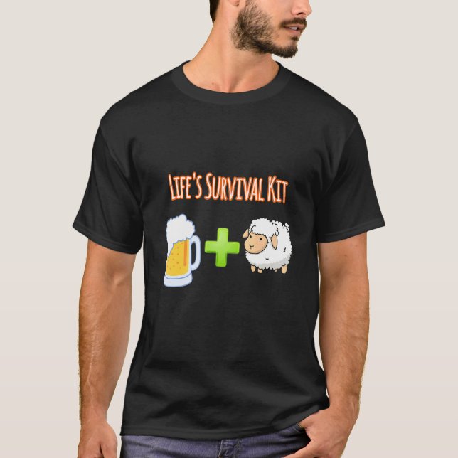Camiseta Diseño del kit de supervivencia Beer Plus ovejas (Anverso)