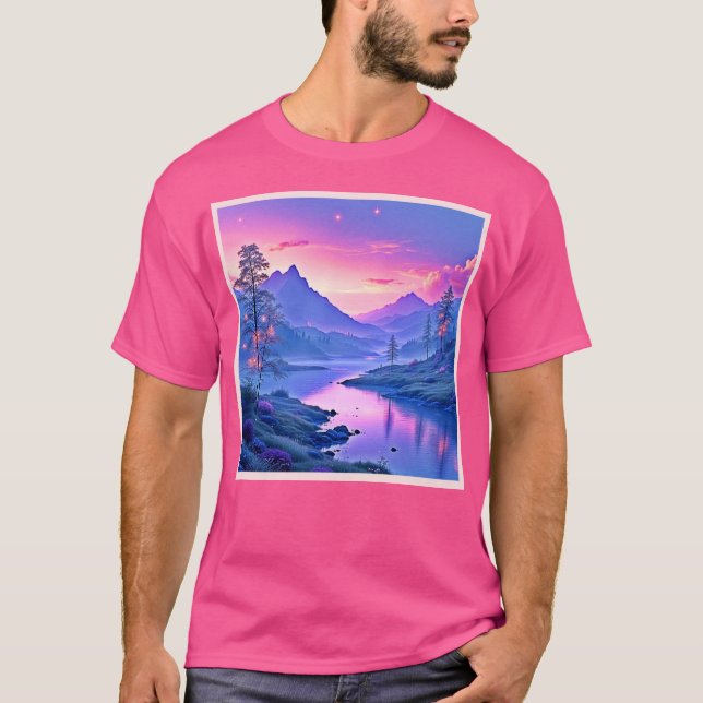 Camiseta Diseño del lago de montaña brillante (Anverso)