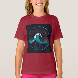 Camiseta Diseño del logotipo de la ola oceánica Minimalista
