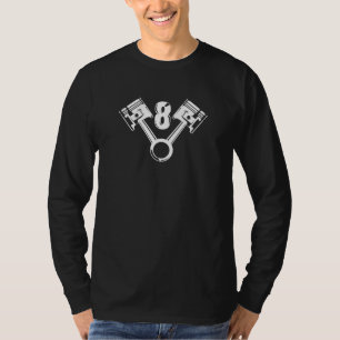 Camiseta Diseño del motor V8 para ocho ventiladores de cilí