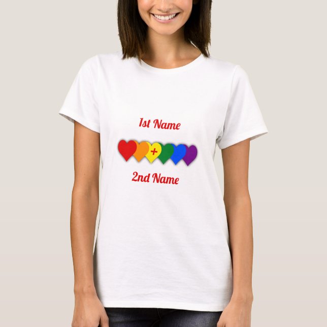 Camiseta Diseño del orgullo LGBT con corazones/pareja (Anverso)