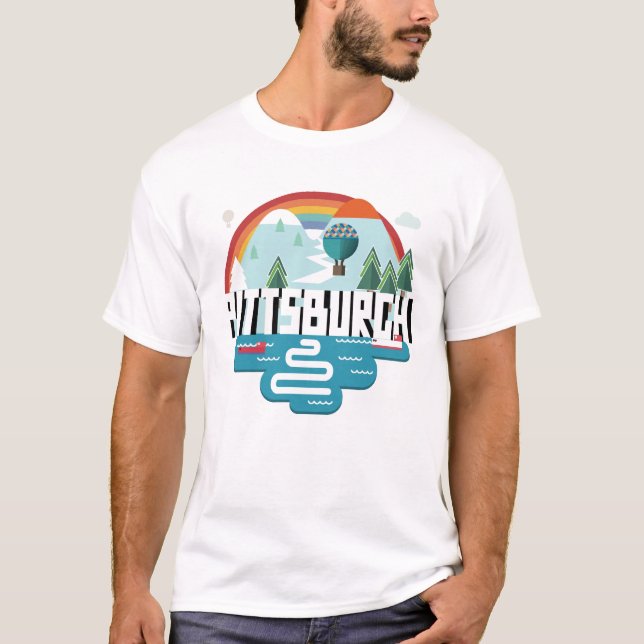 Camiseta Diseño del paisaje urbano de Pittsburgh, (Anverso)