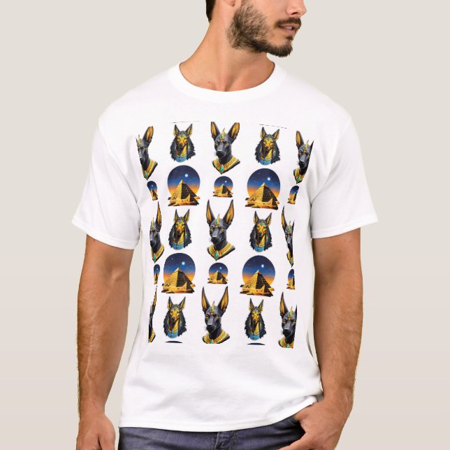 Camiseta Diseño del patrón Anubis de la Pirámide de Egipto (Anverso)