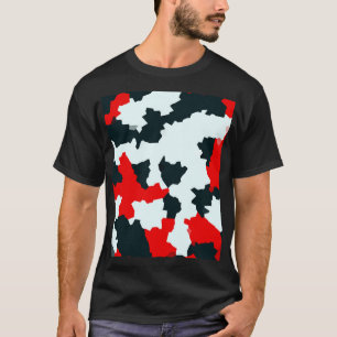 Camiseta Diseño del patrón blanco rojo fractal