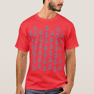 Camiseta Diseño del patrón de capitán azul de anclaje