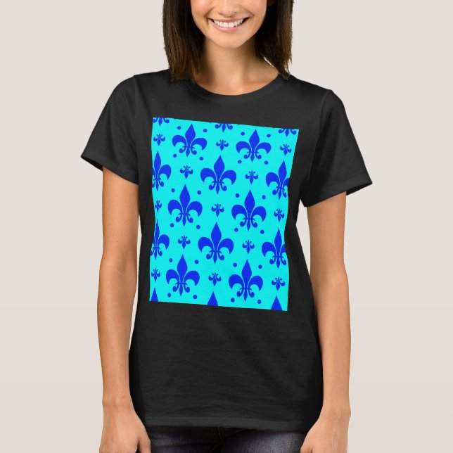 Camiseta Diseño del patrón de flor azul de lis (Anverso)
