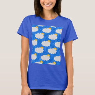 Camiseta Diseño del patrón de las nubes de sol de lluvia Az