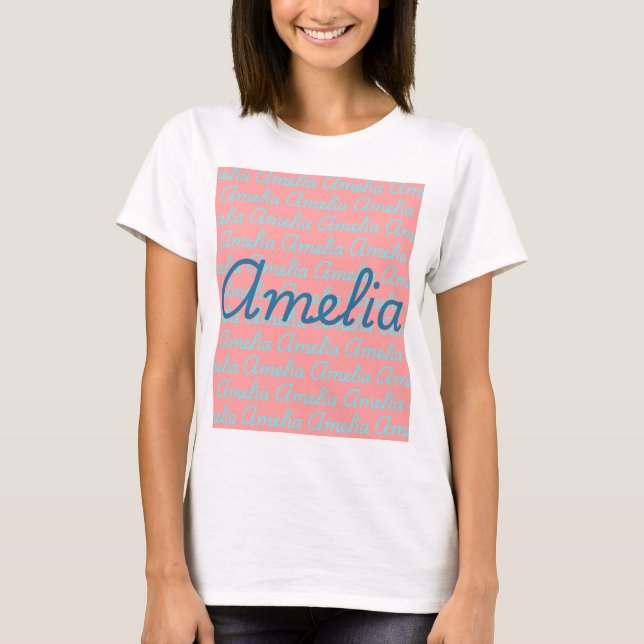Camiseta Diseño del patrón de nombres de firma de Amelia (Anverso)