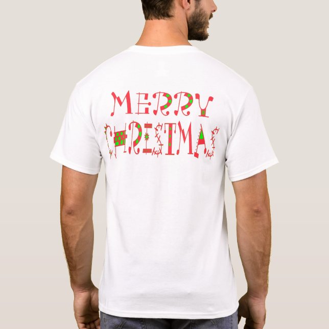 Camiseta Diseño del patrón de texto navideño: arte festivo (Reverso)