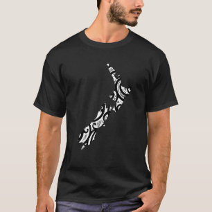 Camiseta Diseño del patrón tribal maorí de mapas de Nueva Z