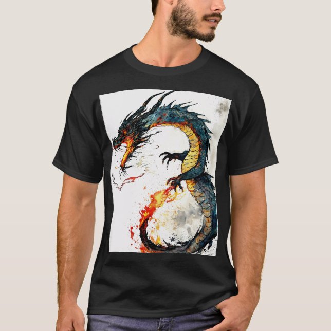 Camiseta Diseño del Pegatina Fierce Oriental Dragon (Anverso)