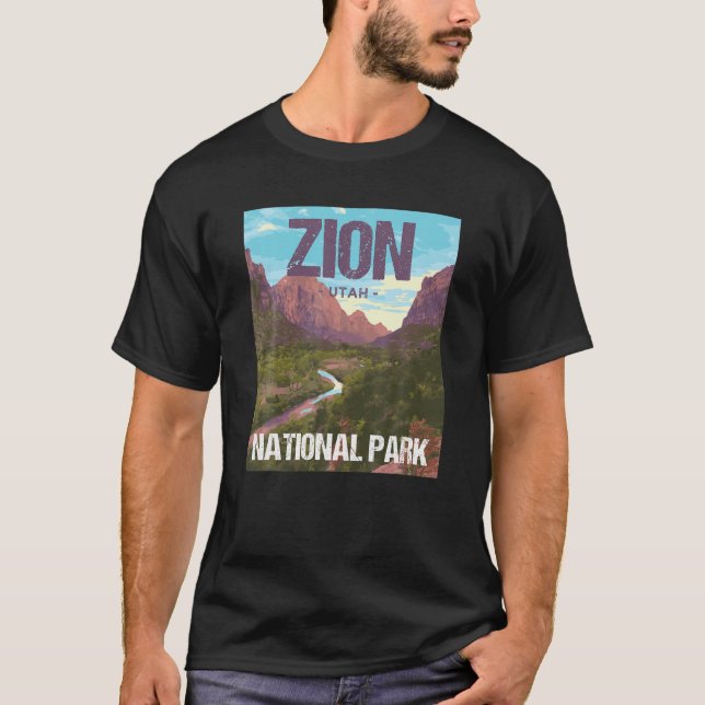 Camiseta Diseño del Poster Utah del Parque Nacional Zion (Anverso)