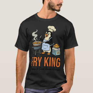 Camiseta Diseño del rey de la freidora de chef de pingüino 