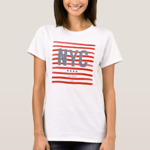 Camiseta Diseño del rojo de NYC el , blanco y azul