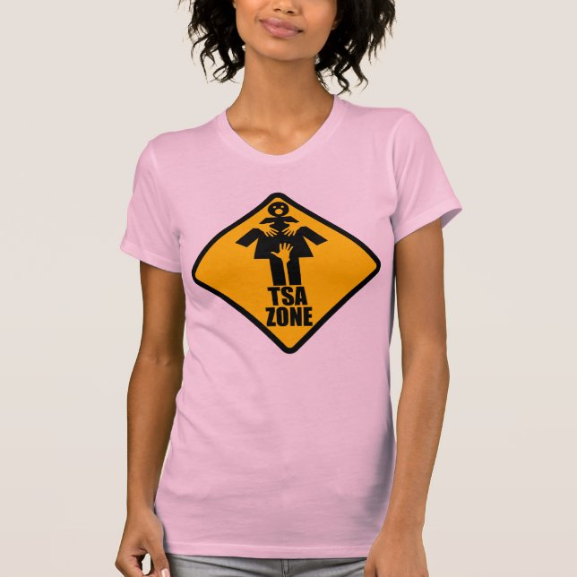 Camiseta Diseño del Rótulo de la precaución de la zona de (Anverso)