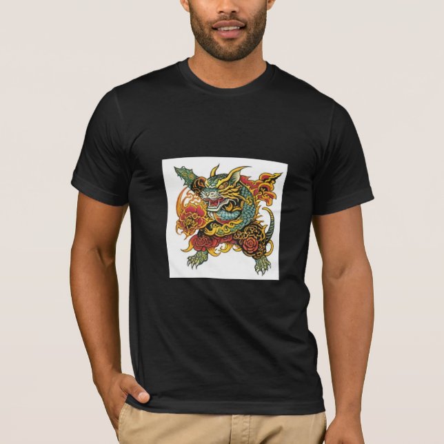 Camiseta Diseño del tatuaje del dragón feroz (Anverso)