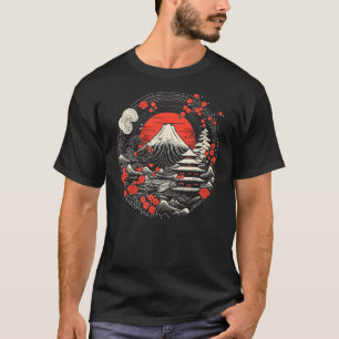 Camiseta Diseño del templo japonés Mount Fuji Sunrise - Jap