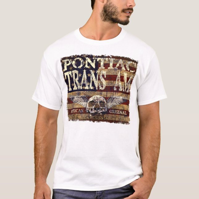 Camiseta Diseño del transporte de Pontiac contra bandera (Anverso)