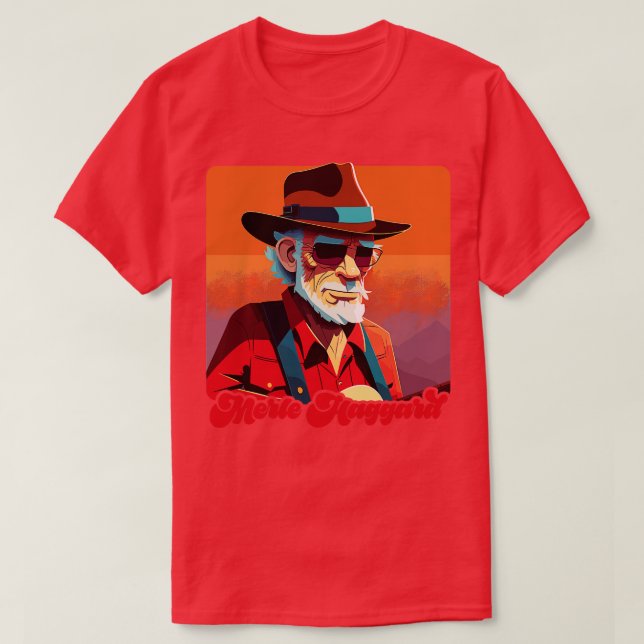 Camiseta Diseño del ventilador Merle Haggard Retro (Diseño del anverso)