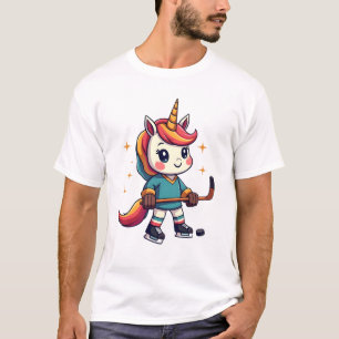 Camiseta Diseño Deportivo de Dibujos Animados de Hockey de 