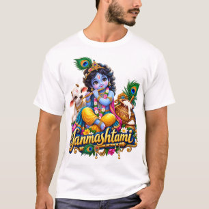 Camiseta Diseño Devocional 3D de Janmashtami Baby Krishna