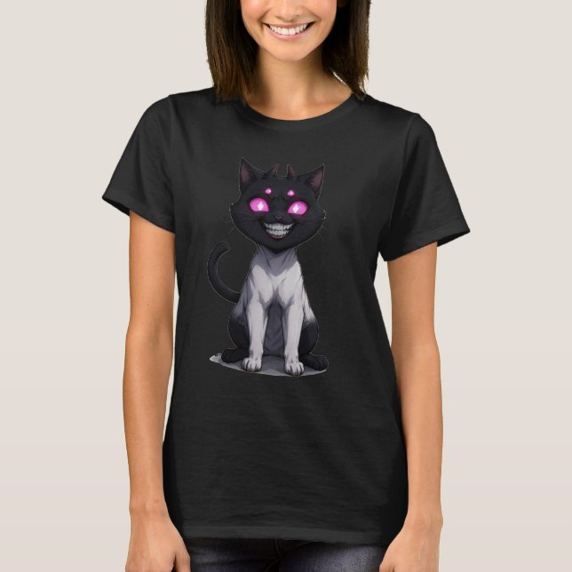 Camiseta Diseño divertidísimo de gato satinado (Anverso)