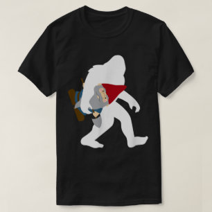Camiseta Diseño Divertido de Bigfoot Llevando Gnomo